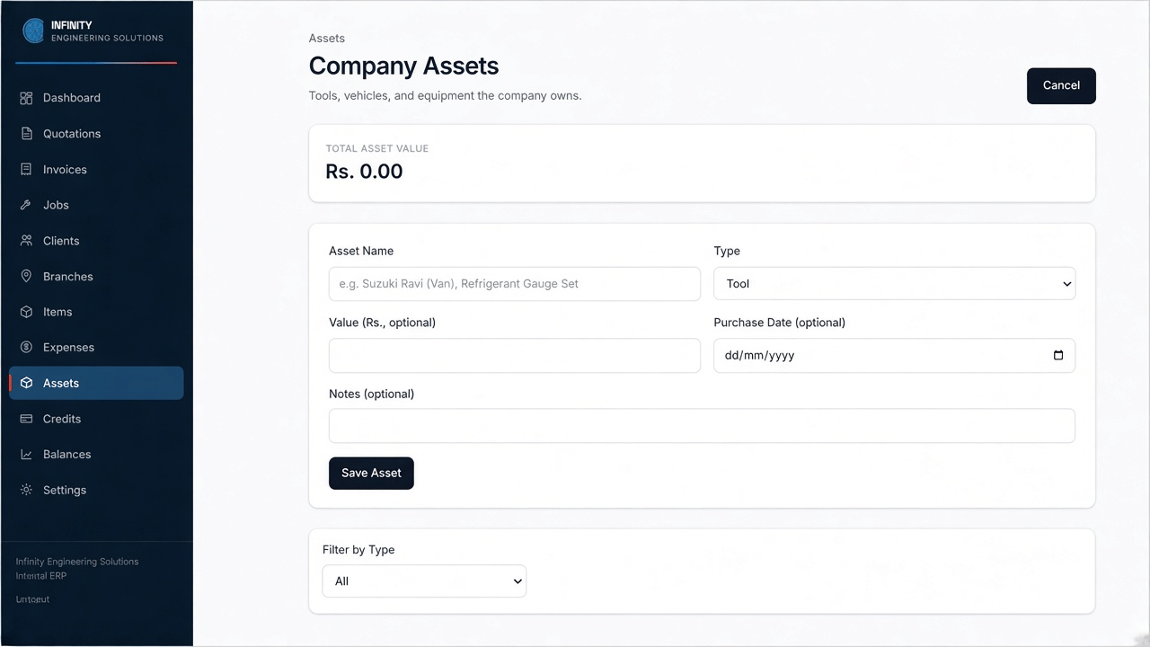 Expenses & Assets Interface