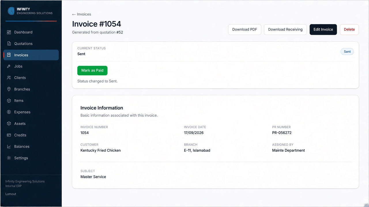 Invoices Interface